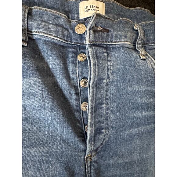 Citizens Of Humanity Isola Cropped Bootcut Frayed Hem Denim Jeans Size 32 - Picture 6 of 11